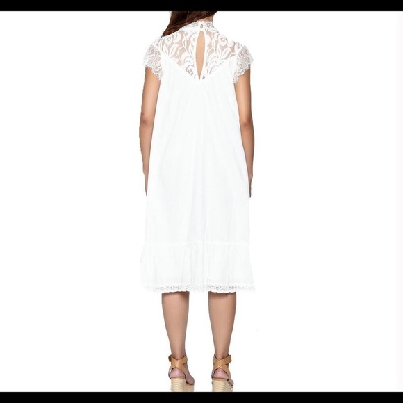 NWT White Cotton Lace Accent Lined Dress - Picture 2 of 5
